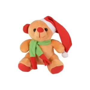 ToysTender Christmas Santa Teddy Bear With Cap Muffler Xmas Soft Toy 7 Inch Brown